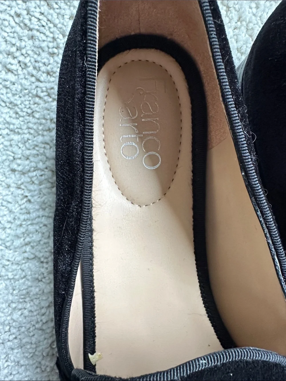 Women’s Franco Sarto Black Velvet Penny Loafers Size 9